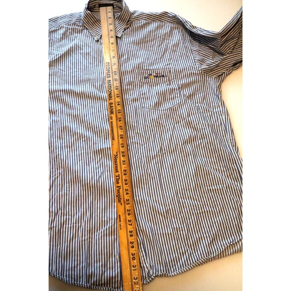 Faconnable Shirt Blue White Stripe Cotton Logo XL Classic Old Money - Picture 6 of 7